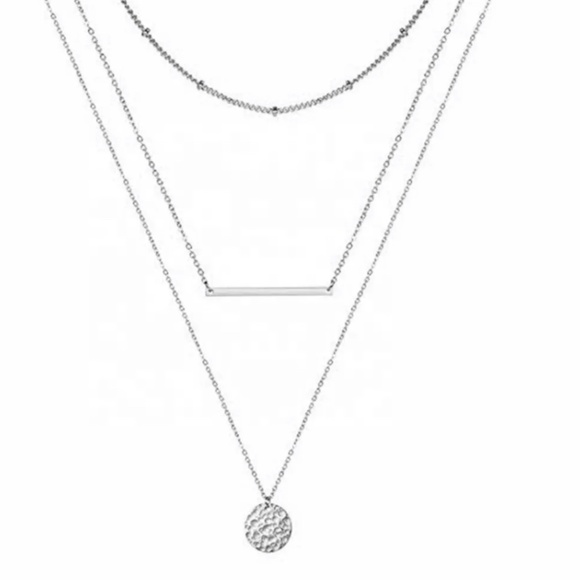 Triple Layer Bar necklace Rose G/G/Silver - Picture 4 of 5